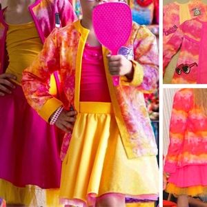 Tye Dye Blazer with Yellow Skirt